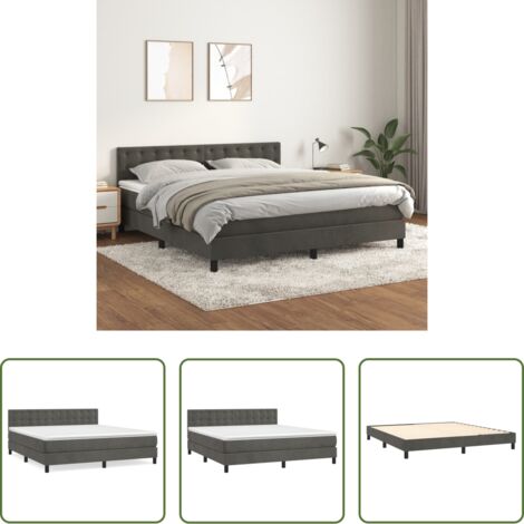 Materasso a molle - Giroletto a Molle con Materasso Grigio Scuro 180x200 cm Velluto