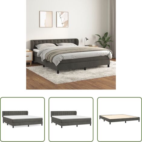 Materasso a molle - Giroletto a Molle con Materasso Grigio Scuro 180x200 cm Velluto