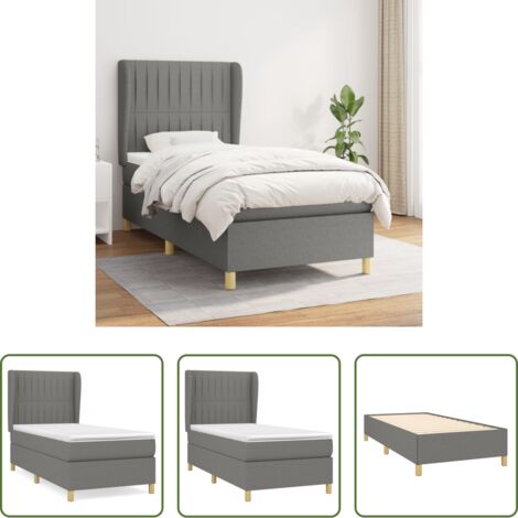Materasso a molle -  Giroletto a Molle con Materasso Grigio Scuro 80x200 cm Tessuto