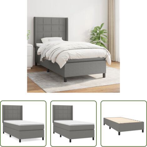 Materasso a molle -  Giroletto a Molle con Materasso Grigio Scuro 80x200 cm Tessuto