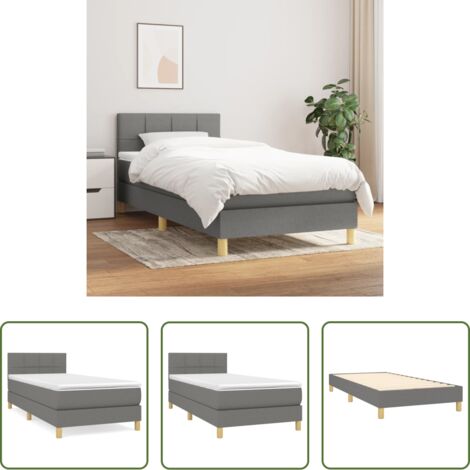 Materasso a molle -  Giroletto a Molle con Materasso Grigio Scuro 80x200 cm Tessuto