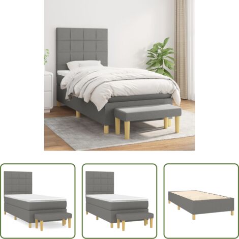 Materasso a molle -  Giroletto a Molle con Materasso Grigio Scuro 80x200 cm Tessuto