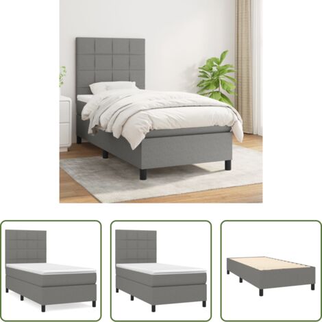 Materasso a molle -  Giroletto a Molle con Materasso Grigio Scuro 90x200 cm Tessuto