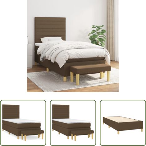 Materasso a molle -  Giroletto a Molle con Materasso Marrone Scuro 100x200cm Tessuto