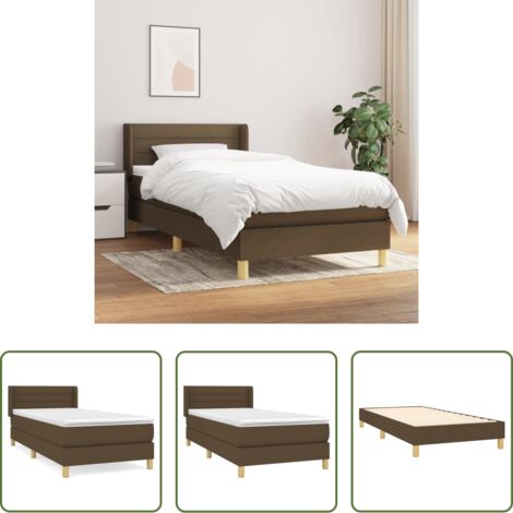 Materasso a molle -  Giroletto a Molle con Materasso Marrone Scuro 80x200 cm Tessuto