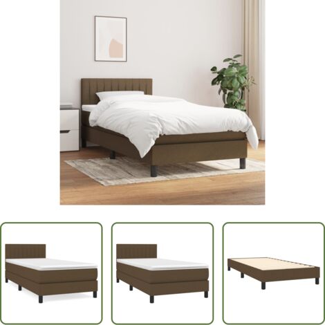 Materasso a molle -  Giroletto a Molle con Materasso Marrone Scuro 80x200 cm Tessuto
