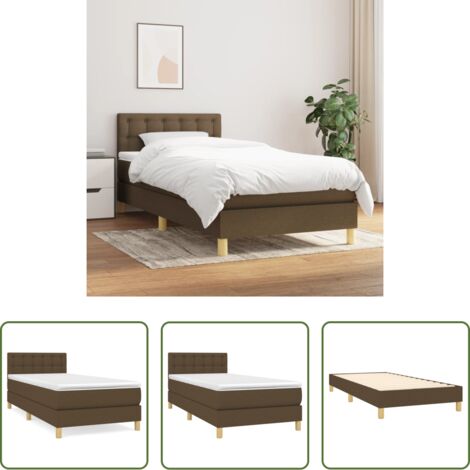 Materasso a molle -  Giroletto a Molle con Materasso Marrone Scuro 80x200 cm Tessuto