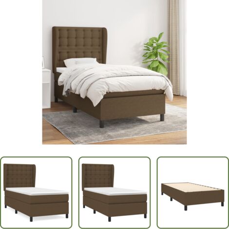 Materasso a molle -  Giroletto a Molle con Materasso Marrone Scuro 90x190cm Tessuto