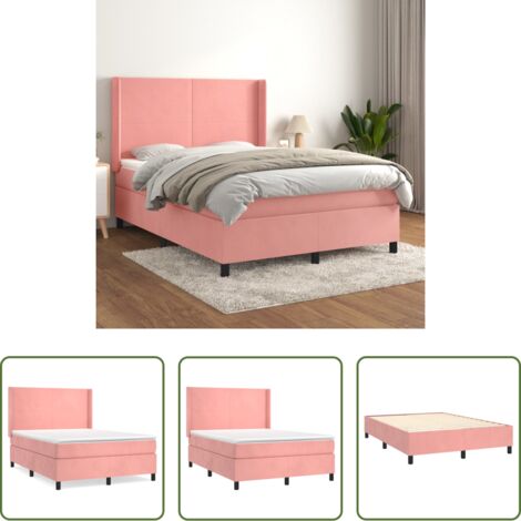 Materasso a molle -  Giroletto a Molle con Materasso Rosa 140x190 cm in Velluto