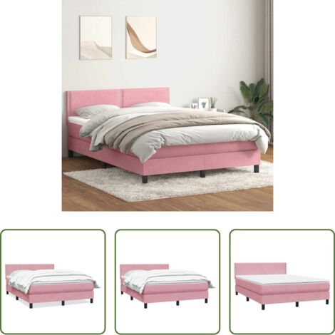 Materasso a molle -  Giroletto a Molle con Materasso Rosa 160x210 cm in Velluto