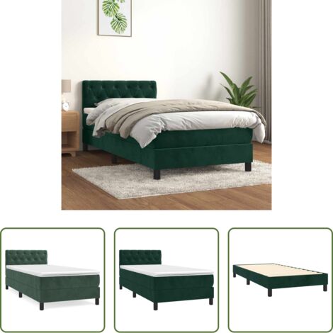 Materasso a molle -  Giroletto a Molle con Materasso Verde Scuro 80x200 cm Velluto