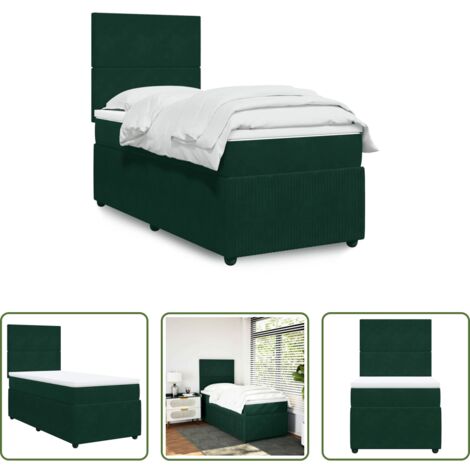 Materasso a molle -  Giroletto a Molle con Materasso Verde Scuro 80x200 cm Velluto