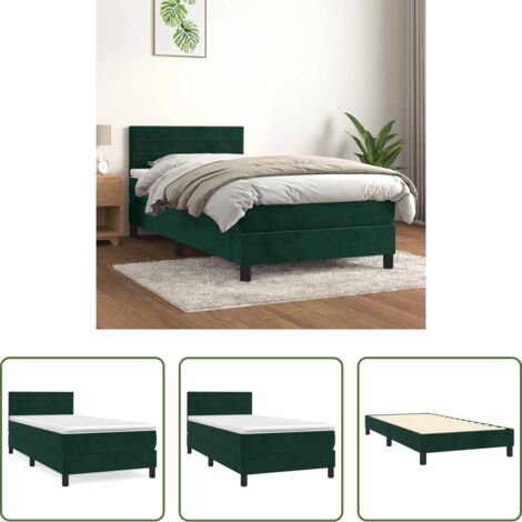 Materasso a molle -  Giroletto a Molle con Materasso Verde Scuro 80x200 cm Velluto