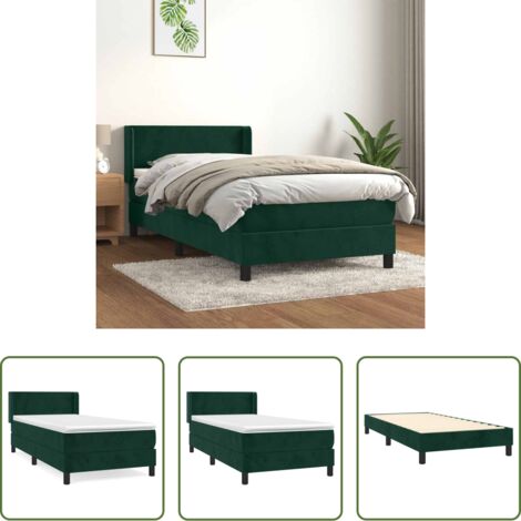 Materasso a molle -  Giroletto a Molle con Materasso Verde Scuro 90x190 cm Velluto