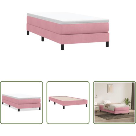 Materasso a molle -  Giroletto a Molle senza Materasso Rosa 100x210 cm in Velluto
