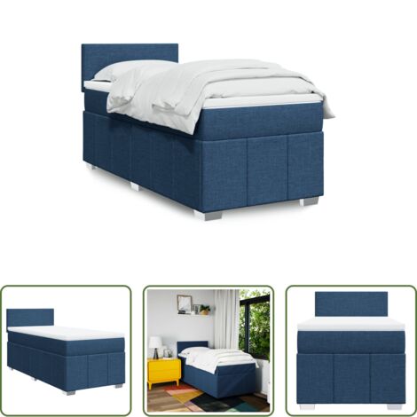 Materasso a molle insacchettate -  Giroletto a Molle con Materasso Blu 100x200 cm in Tessuto