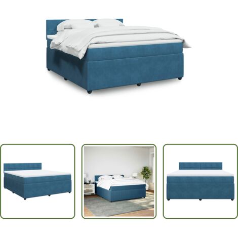 Materasso a molle insacchettate -  Giroletto a Molle con Materasso Blu 180x200 cm in Velluto