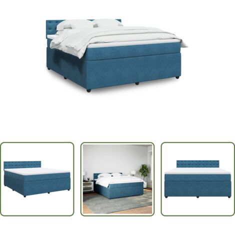 Materasso a molle insacchettate -  Giroletto a Molle con Materasso Blu 180x200 cm in Velluto