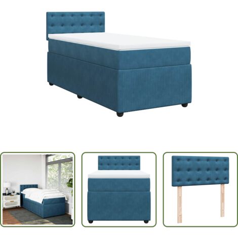 Materasso a molle insacchettate -  Giroletto a Molle con Materasso Blu 90x200 cm in Velluto