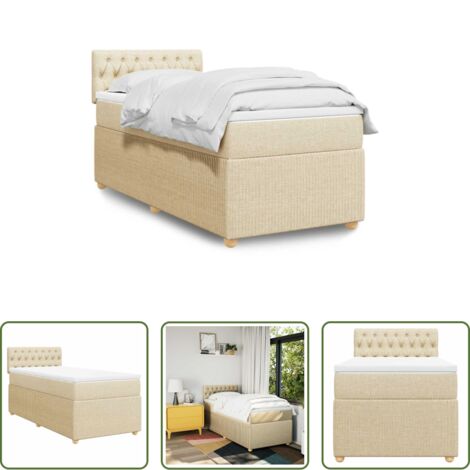 Materasso a molle insacchettate -  Giroletto a Molle con Materasso Crema 100x200 cm in Tessuto
