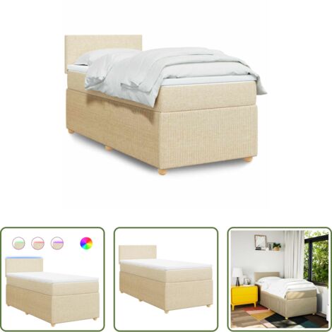 Materasso a molle insacchettate -  Giroletto a Molle con Materasso Crema 100x200 cm in Tessuto