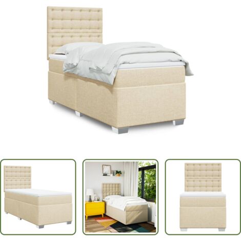 Materasso a molle insacchettate -  Giroletto a Molle con Materasso Crema 90x200 cm inTessuto