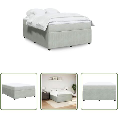 Materasso a molle insacchettate -  Giroletto a Molle con Materasso Grigio Chiaro 160x200cm Velluto