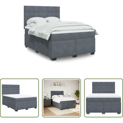 Materasso a molle insacchettate -  Giroletto a Molle con Materasso Grigio Scuro 140x190 cm Velluto