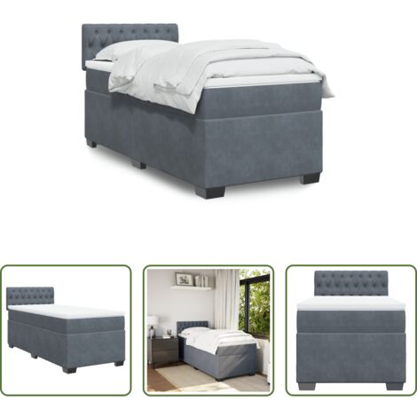 Materasso a molle insacchettate -  Giroletto a Molle con Materasso Grigio Scuro 80x200 cm Velluto