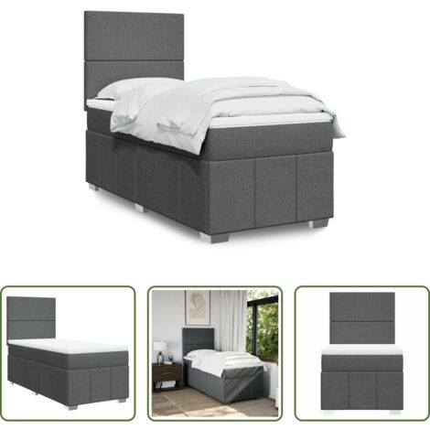 Materasso a molle insacchettate -  Giroletto a Molle con Materasso Grigio Scuro 90x190 cm Tessuto