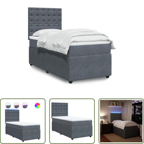Materasso a molle insacchettate - Giroletto a Molle con Materasso Grigio Scuro 90x190 cm Velluto