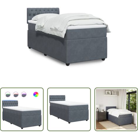 Materasso a molle insacchettate -  Giroletto a Molle con Materasso Grigio Scuro 90x200 cm Velluto