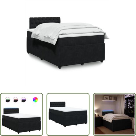 Materasso a molle insacchettate -  Giroletto a Molle con Materasso Nero 120x190 cm in Velluto