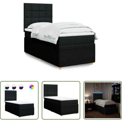 Materasso a molle insacchettate -  Giroletto a Molle con Materasso Nero 90x200 cm in Tessuto