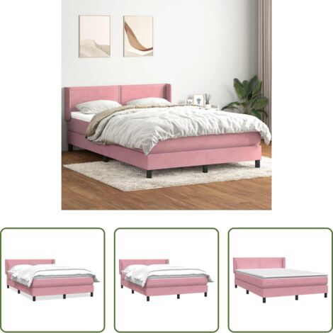 Materasso a molle insacchettate -  Giroletto a Molle con Materasso Rosa 160x210 cm in Velluto