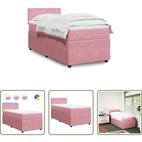 Materasso a molle insacchettate -  Giroletto a Molle con Materasso Rosa 90x190 cm in Velluto