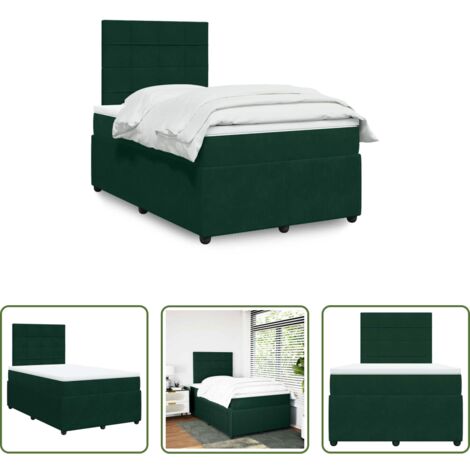 Materasso a molle insacchettate -  Giroletto a Molle con Materasso Verde Scuro 120x200 cm Velluto