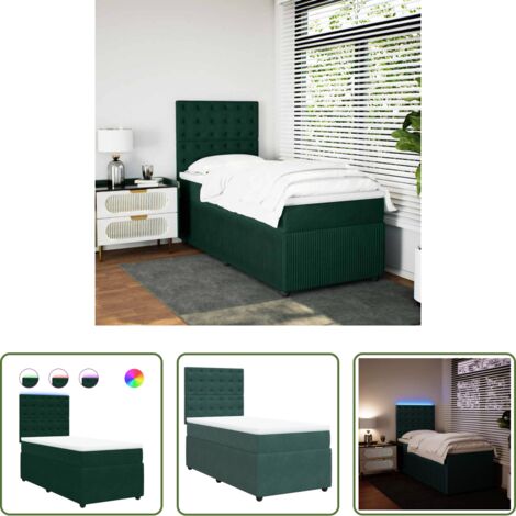 Materasso a molle insacchettate -  Giroletto a Molle con Materasso Verde Scuro 80x200 cm Velluto