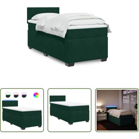 Materasso a molle insacchettate -  Giroletto a Molle con Materasso Verde Scuro 90x200 cm Velluto