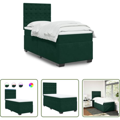 Materasso a molle insacchettate -  Giroletto a Molle con Materasso Verde Scuro 90x200 cm Velluto