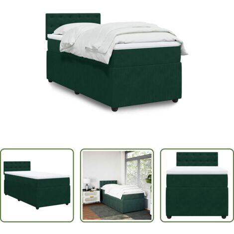 Materasso a molle insacchettate -  Giroletto a Molle con Materasso Verde Scuro 90x200 cm Velluto