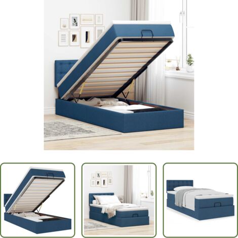 Materasso a molle insacchettate -  Pouf Letto con Materasso Blu 90x200 cm in Tessuto