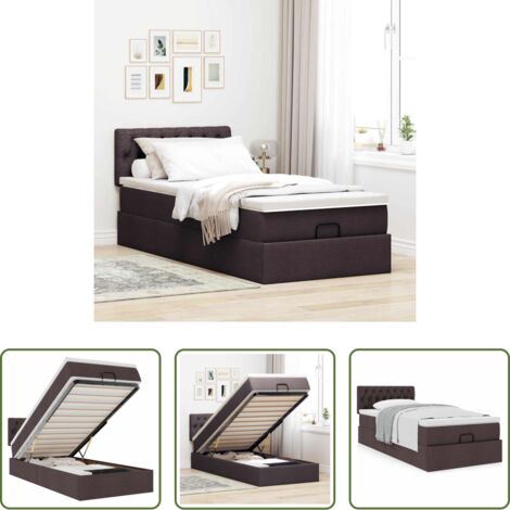 Materasso a molle insacchettate -  Pouf Letto con Materasso Marrone Scuro 90x200 cm in Tessuto