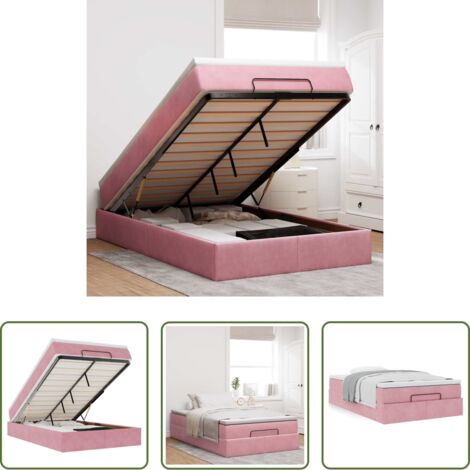 Materasso a molle insacchettate -  Pouf Letto con Materasso Rosa 120x190 cm Velluto