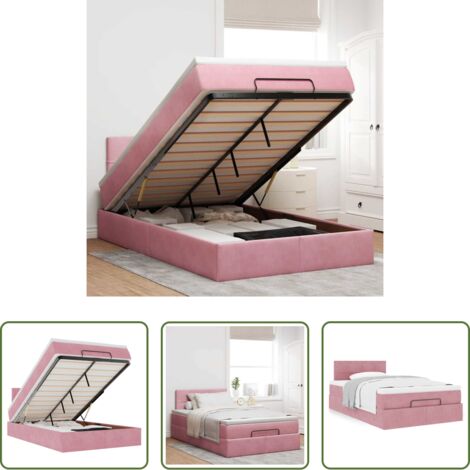 Materasso a molle insacchettate -  Pouf Letto con Materasso Rosa 120x190 cm Velluto