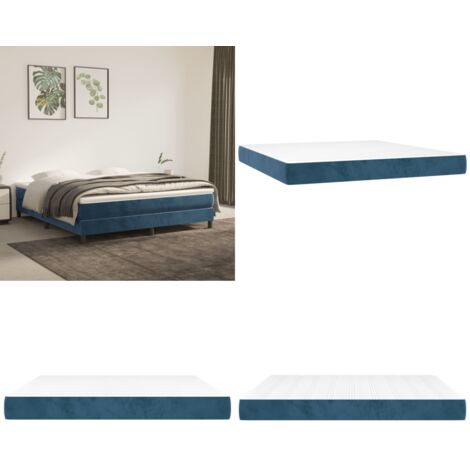Materasso a Molle Insacchettate Rigidità Media Blu Scuro 160x200x20 cm in Velluto - Materasso morbido - Materasso con schiuma