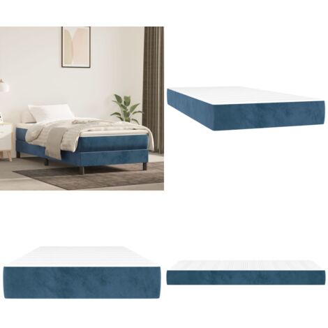 Materasso a Molle Insacchettate Rigidità Media Blu Scuro 90x200x20 cm in Velluto - Materasso in velluto - Schiuma confortevole