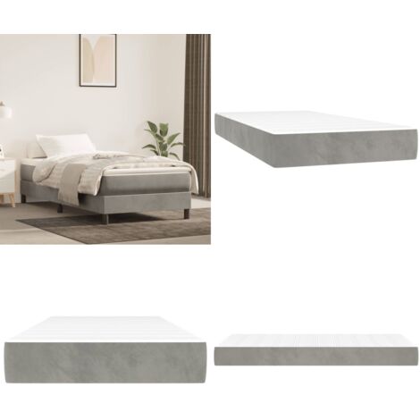 Materasso a Molle Insacchettate Rigidità Media Grigio Chiaro 120x190x20 cm in Velluto - Materasso in velluto - Schiuma confortevole