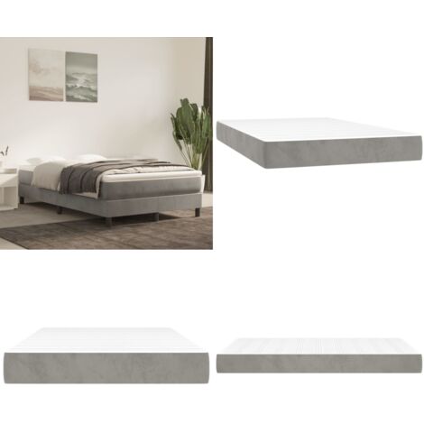 Materasso a Molle Insacchettate Rigidità Media Grigio Chiaro 120x200x20 cm in Velluto - Materasso in velluto - Schiuma