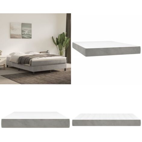 Materasso a Molle Insacchettate Rigidità Media Grigio Chiaro 140x190x20 cm in Velluto - Materasso in velluto - Schiuma confortevole